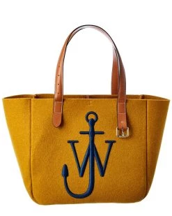 Buy π― JW Anderson Logo Wool & Leather Tote for π© women β